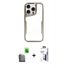 MARSİLYAN™- iPhone 16 Pro Max Kılıf Akış Çizgi Koleksiyonu - Siyah Bilvis 3X AR Hayalet Cam Ekran Koruyucu + Raze Metal Kamera Lens - SH