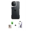 MARSİLYAN™- iPhone 16 Pro Max Kılıf Akış Çizgi Koleksiyonu - Siyah Bilvis 3X AR Hayalet Cam Ekran Koruyucu + Raze Metal Kamera Lens - NLGY