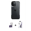 MARSİLYAN™- iPhone 16 Pro Max Kılıf Akış Çizgi Koleksiyonu - Siyah Bilvis 3X AR Hayalet Cam Ekran Koruyucu + Bilvis Titan Kamera Lens - TMGI