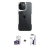 MARSİLYAN™- iPhone 16 Pro Max Kılıf Akış Çizgi Koleksiyonu - Siyah Bilvis 3X AR Hayalet Cam Ekran Koruyucu + Bilvis Titan Kamera Lens - GS