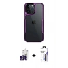 MARSİLYAN™- iPhone 16 Pro Max Kılıf Akış Çizgi Koleksiyonu - Siyah Bilvis 3X AR Hayalet Cam Ekran Koruyucu + Bilvis Titan Kamera Lens - TMGI