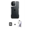 MARSİLYAN™- iPhone 16 Pro Max Kılıf Akış Çizgi Koleksiyonu - Siyah Bilvis 3X AR Hayalet Cam Ekran Koruyucu + PVD Metal Kamera Lens - SH
