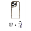 MARSİLYAN™- iPhone 16 Pro Max Kılıf Akış Çizgi Koleksiyonu - Siyah Bilvis 3X AR Hayalet Cam Ekran Koruyucu + Pers Alüminyum Kamera Lens - GS