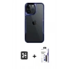 MARSİLYAN™- iPhone 16 Pro Max Kılıf Akış Çizgi Koleksiyonu - Siyah Bilvis 3X AR Hayalet Cam Ekran Koruyucu + PVD Metal Kamera Lens - SH
