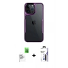 MARSİLYAN™- iPhone 16 Pro Max Kılıf Akış Çizgi Koleksiyonu - Siyah Bilvis 3X AR Hayalet Cam Ekran Koruyucu + Raze Metal Kamera Lens - BZ