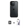 MARSİLYAN™- iPhone 16 Pro Max Kılıf Akış Çizgi Koleksiyonu - Siyah Bilvis 3X AR Hayalet Cam Ekran Koruyucu + PVD Metal Kamera Lens - SH