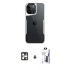 MARSİLYAN™- iPhone 16 Pro Max Kılıf Akış Çizgi Koleksiyonu - Siyah Bilvis 3X AR Hayalet Cam Ekran Koruyucu + PVD Metal Kamera Lens - GD