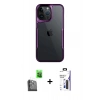 MARSİLYAN™- iPhone 16 Pro Max Kılıf Akış Çizgi Koleksiyonu - Siyah Bilvis 3X AR Hayalet Cam Ekran Koruyucu + Raze Metal Kamera Lens - SH
