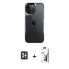 MARSİLYAN™- iPhone 16 Pro Max Kılıf Akış Çizgi Koleksiyonu - Siyah Bilvis 3X AR Hayalet Cam Ekran Koruyucu + PVD Metal Kamera Lens - SH