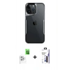MARSİLYAN™- iPhone 16 Pro Max Kılıf Akış Çizgi Koleksiyonu - Siyah Bilvis 3X AR Hayalet Cam Ekran Koruyucu + Raze Metal Kamera Lens - BZ