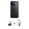 MARSİLYAN™- iPhone 16 Pro Max Kılıf Akış Çizgi Koleksiyonu - Siyah Bilvis 3X AR Hayalet Cam Ekran Koruyucu + Bilvis Titan Kamera Lens - GS