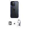 MARSİLYAN™- iPhone 16 Pro Max Kılıf Akış Çizgi Koleksiyonu - Siyah Bilvis 3X AR Hayalet Cam Ekran Koruyucu + PVD Metal Kamera Lens - GS