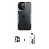 MARSİLYAN™- iPhone 16 Pro Max Kılıf Akış Çizgi Koleksiyonu - Siyah Bilvis 3X AR Hayalet Cam Ekran Koruyucu + PVD Metal Kamera Lens - GD