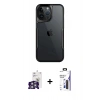 MARSİLYAN™- iPhone 16 Pro Max Kılıf Akış Çizgi Koleksiyonu - Siyah Bilvis 3X AR Hayalet Cam Ekran Koruyucu + Bilvis Titan Kamera Lens - GS