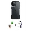MARSİLYAN™- iPhone 16 Pro Max Kılıf Akış Çizgi Koleksiyonu - Siyah Bilvis 3X AR Hayalet Cam Ekran Koruyucu + Raze Metal Kamera Lens - NLGY