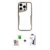 MARSİLYAN™- iPhone 16 Pro Max Kılıf Akış Çizgi Koleksiyonu - Siyah Bilvis 3X AR Hayalet Cam Ekran Koruyucu + Raze Metal Kamera Lens - NLGY