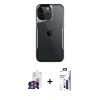 MARSİLYAN™- iPhone 16 Pro Max Kılıf Akış Çizgi Koleksiyonu - Siyah Bilvis 3X AR Hayalet Cam Ekran Koruyucu + Bilvis Titan Kamera Lens - GS