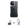 MARSİLYAN™- iPhone 16 Pro Max Kılıf Akış Çizgi Koleksiyonu - Siyah Bilvis 3X AR HD Cam Ekran Koruyucu + Bilvis Titan Kamera Lens - GS