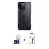 MARSİLYAN™- iPhone 16 Pro Max Kılıf Akış Çizgi Koleksiyonu - Siyah Bilvis 3X AR HD Cam Ekran Koruyucu + Bilvis Titan Kamera Lens - SH