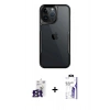 MARSİLYAN™- iPhone 16 Pro Max Kılıf Akış Çizgi Koleksiyonu - Siyah Bilvis 3X AR HD Cam Ekran Koruyucu + Bilvis Titan Kamera Lens - TMGI