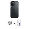 MARSİLYAN™- iPhone 16 Pro Max Kılıf Akış Çizgi Koleksiyonu - Siyah Bilvis 3X AR HD Cam Ekran Koruyucu + Pers Alüminyum Kamera Lens - GS