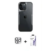 MARSİLYAN™- iPhone 16 Pro Max Kılıf Akış Çizgi Koleksiyonu - Siyah Bilvis 3X AR HD Cam Ekran Koruyucu + Pers Alüminyum Kamera Lens - GI