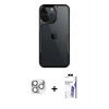 MARSİLYAN™- iPhone 16 Pro Max Kılıf Akış Çizgi Koleksiyonu - Siyah Bilvis 3X AR HD Cam Ekran Koruyucu + Pers Alüminyum Kamera Lens - GS
