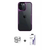 MARSİLYAN™- iPhone 16 Pro Max Kılıf Akış Çizgi Koleksiyonu - Siyah Bilvis 3X AR HD Cam Ekran Koruyucu + Pers Alüminyum Kamera Lens - GS