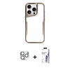 MARSİLYAN™- iPhone 16 Pro Max Kılıf Akış Çizgi Koleksiyonu - Siyah Bilvis 3X AR HD Cam Ekran Koruyucu + Pers Alüminyum Kamera Lens - GS