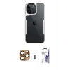 MARSİLYAN™- iPhone 16 Pro Max Kılıf Akış Çizgi Koleksiyonu - Siyah Bilvis 3X AR HD Cam Ekran Koruyucu + Pers Alüminyum Kamera Lens - CLTM
