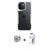 MARSİLYAN™- iPhone 16 Pro Max Kılıf Akış Çizgi Koleksiyonu - Siyah Bilvis 3X AR HD Cam Ekran Koruyucu + Pers Alüminyum Kamera Lens - GI