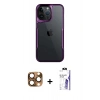 MARSİLYAN™- iPhone 16 Pro Max Kılıf Akış Çizgi Koleksiyonu - Siyah Bilvis 3X AR HD Cam Ekran Koruyucu + Pers Alüminyum Kamera Lens - CLTM