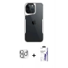 MARSİLYAN™- iPhone 16 Pro Max Kılıf Akış Çizgi Koleksiyonu - Siyah Bilvis 3X AR HD Cam Ekran Koruyucu + Pers Alüminyum Kamera Lens - GS