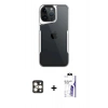 MARSİLYAN™- iPhone 16 Pro Max Kılıf Akış Çizgi Koleksiyonu - Siyah Bilvis 3X AR HD Cam Ekran Koruyucu + PVD Metal Kamera Lens - GD