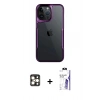 MARSİLYAN™- iPhone 16 Pro Max Kılıf Akış Çizgi Koleksiyonu - Siyah Bilvis 3X AR HD Cam Ekran Koruyucu + PVD Metal Kamera Lens - GD