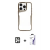 MARSİLYAN™- iPhone 16 Pro Max Kılıf Akış Çizgi Koleksiyonu - Siyah Bilvis 3X AR HD Cam Ekran Koruyucu + PVD Metal Kamera Lens - GS