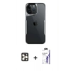 MARSİLYAN™- iPhone 16 Pro Max Kılıf Akış Çizgi Koleksiyonu - Siyah Bilvis 3X AR HD Cam Ekran Koruyucu + PVD Metal Kamera Lens - GD