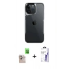 MARSİLYAN™- iPhone 16 Pro Max Kılıf Akış Çizgi Koleksiyonu - Siyah Bilvis 3X AR HD Cam Ekran Koruyucu + Raze Metal Kamera Lens - NLGY