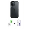 MARSİLYAN™- iPhone 16 Pro Max Kılıf Akış Çizgi Koleksiyonu - Siyah Bilvis 3X AR HD Cam Ekran Koruyucu + Raze Metal Kamera Lens - BZ