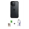 MARSİLYAN™- iPhone 16 Pro Max Kılıf Akış Çizgi Koleksiyonu - Siyah Bilvis 3X AR HD Cam Ekran Koruyucu + Raze Metal Kamera Lens - NLGY