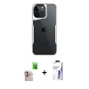 MARSİLYAN™- iPhone 16 Pro Max Kılıf Akış Çizgi Koleksiyonu - Siyah Bilvis 3X AR HD Cam Ekran Koruyucu + Raze Metal Kamera Lens - NLGY