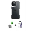 MARSİLYAN™- iPhone 16 Pro Max Kılıf Akış Çizgi Koleksiyonu - Siyah Bilvis 3X AR HD Cam Ekran Koruyucu + Raze Metal Kamera Lens - SH
