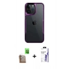 MARSİLYAN™- iPhone 16 Pro Max Kılıf Akış Çizgi Koleksiyonu - Siyah Bilvis 3X AR HD Cam Ekran Koruyucu + Raze Metal Kamera Lens - CLTM