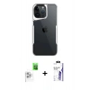 MARSİLYAN™- iPhone 16 Pro Max Kılıf Akış Çizgi Koleksiyonu - Siyah Bilvis 3X AR HD Cam Ekran Koruyucu + Raze Metal Kamera Lens - BZ
