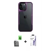 MARSİLYAN™- iPhone 16 Pro Max Kılıf Akış Çizgi Koleksiyonu - Siyah Bilvis 3X AR HD Cam Ekran Koruyucu + Raze Metal Kamera Lens - SH