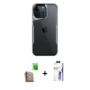 MARSİLYAN™- iPhone 16 Pro Max Kılıf Akış Çizgi Koleksiyonu - Siyah Bilvis 3X AR HD Cam Ekran Koruyucu + Raze Metal Kamera Lens - CLTM