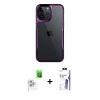 MARSİLYAN™- iPhone 16 Pro Max Kılıf Akış Çizgi Koleksiyonu - Siyah Bilvis 3X AR HD Cam Ekran Koruyucu + Raze Metal Kamera Lens - BZ