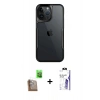 MARSİLYAN™- iPhone 16 Pro Max Kılıf Akış Çizgi Koleksiyonu - Siyah Bilvis 3X AR HD Cam Ekran Koruyucu + Raze Metal Kamera Lens - CLTM