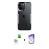 MARSİLYAN™- iPhone 16 Pro Max Kılıf Akış Çizgi Koleksiyonu - Siyah Bilvis 5in1 3D Magic Cam Ekran Koruyucu + Raze Metal Kamera Lens - BZ