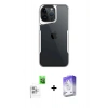 MARSİLYAN™- iPhone 16 Pro Max Kılıf Akış Çizgi Koleksiyonu - Siyah Bilvis 5in1 3D Magic Cam Ekran Koruyucu + Raze Metal Kamera Lens - BZ